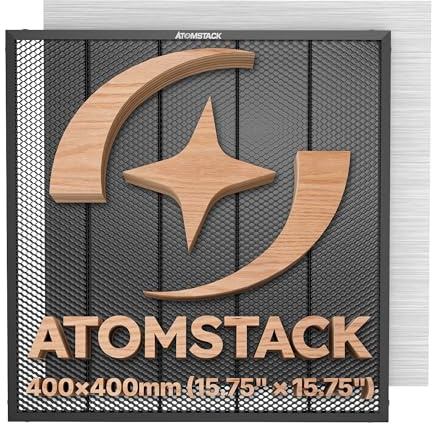 ATOMSTACK F4N Lit laser alvéolé 400*400mm pour gravure laser Table de travail avec plateau métallique compatible avec la plupart des machines de gravure Lit de découpe pour une dissipation rapide de l
