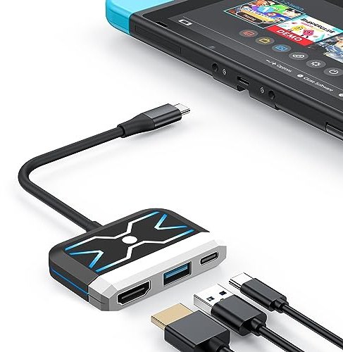 Nintendo Switch/OLED Switch 3-in-1 Mini TV Dock with 4K HDMI, USB 3.0, USB-C PD 100W Charging