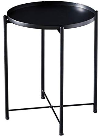 IMYOGI Exquisiter Couchtisch, einfacher runder Aufbewahrungstisch aus Eisen, Wohnzimmer-Sofa-Multifunktions-Tabletttisch, Schlafzimmer-Freizeittisch, kreatives Regal (Farbe: Schwarz)