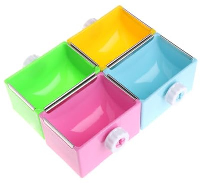 Housoutil Bol Acier Inoxydable pour Rongeurs Gamelle Suspendue pour Lapins Oiseaux Et Petits Animaux Bol Carré Amovible avec Support pour Cage Couleur Aléatoire