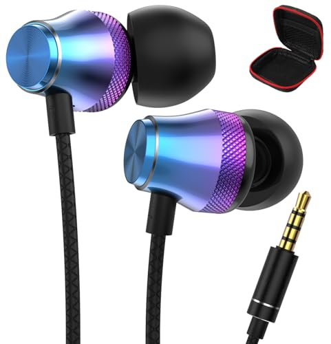 ACAGET In Ear Wired Earphone 3.5mm Jack for Airplane School Student | 3.5mm Headphones with Mic Noise Cancelling Earbuds Wired for Samsung A15 A14 A05s S10 A12 for iPhone 6 MP3 MP4 for PS 5 4 PC