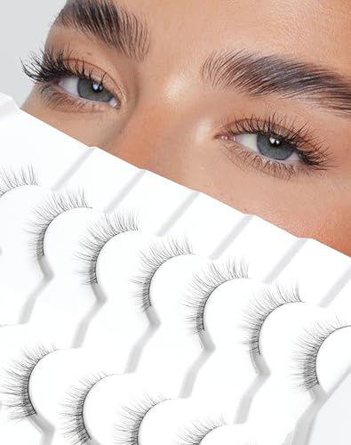 Kurze Wimpern Natürlicher Look Wispy Falsche Wimpern C Curl Fake Wimpern Volumen Nerzwimpern 10mm Augenwimpern Pack Süße Falsche Wimpern 32-4EVA