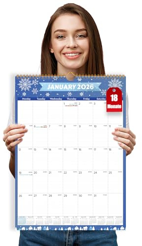 Wall Calendar 2026 UK, 2026 2027 Calendar Family Planner A3, 18 Month 2026 alendar Month to View, Family calendar 2026 Calender from Aug. 2026 to Jan. 2028 for Family Kitchen Home - 12 Theme
