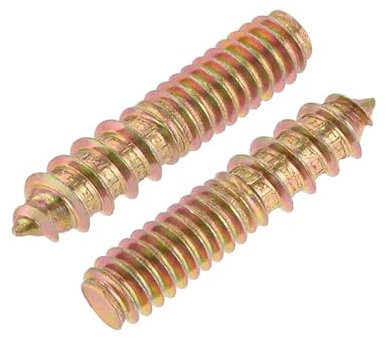 MIKFESPO 10pcs 1/4-20 X 1-1/4 Hanger Bolts Double Head Dowel Screw For Wood Furniture