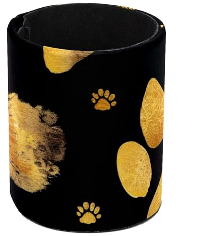 Eslifey Stifthalter, runder Stifthalter für den Schreibtisch, Goldene Hundepfoten-Fußabdruck-Muster, Stiftebecher, Make-up-Pinselhalter, Ständer, Display, Schreibtisch, Schreibwaren-Organizer für