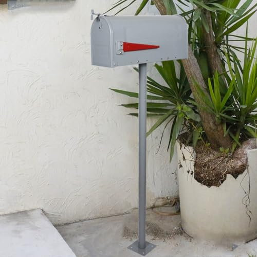 SCBTGKLN Boite aux Lettres, Boite aux Lettres Normalisée, Boîte aux Lettres sur Pied, Boite a Lettre Exterieur, Boîte aux Lettres à Montage sur Poteau, Boîtes aux Lettres en Métal(Gray)