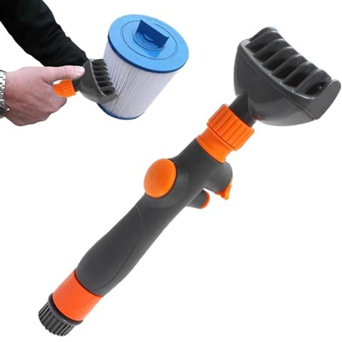 Zimoya Pool & SPA Filter Cartridge Cleaner, Quickly Cleans and Removes Filter Dirt & Debris, Handheld Filter Jet Cleaner with 6 Powerful Water Jets - Clean Dirty Filter Cartridges For Reuse