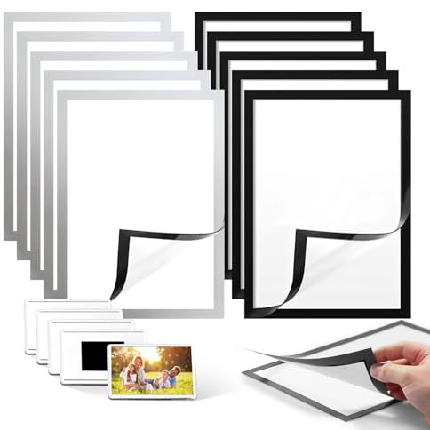 Siyrdxcbt 15 Stück Selbstklebender A5 Magnet Bilderrahmen PVC Diamond Painting Rahmen Magnetrahmen Ohne Bohren Magnetischer Rahmen Acryl Mini Bilderrahmen für Ersatz Dokumente Plakate Diamantmalerei