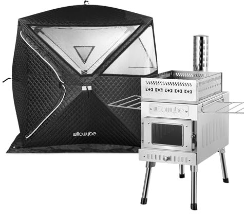 WILLOWYBE Portables Outdoor-Sauna-Set mit Saunazelt und Holzofen – Für Trockensauna und Kochen mit Familie und Freunden