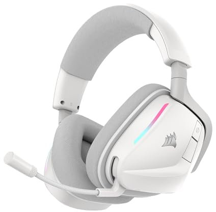 Corsair VOID v2 Wireless Gaming Headset with Bluetooth for PC, PS5, PS4, Switch, Mobile – Dolby Atmos, 70 Hr Battery, Dual Wireless, Lightweight, Fast Charging – White