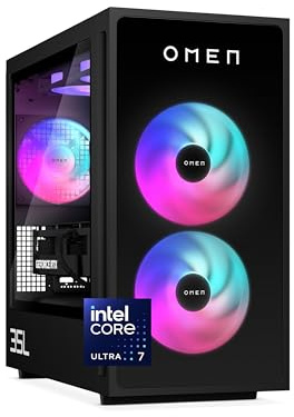 HP OMEN 35L Gaming Desktop Tower PC | Intel® Core™ Ultra 7 265F Processor | 32 GB DDR5 RAM | 1TB SSD | NVIDIA GeForce RTX 5070 (12 GB GDDR7 dedicated) | Windows 11 | RGB liquid cooler | GT16-0051sa