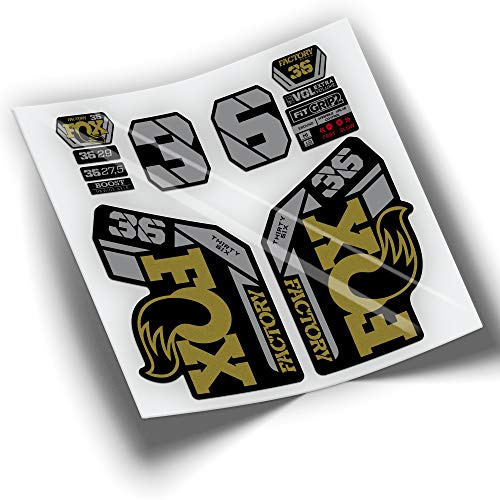 Ref: VP424 Aufkleber, kompatibel mit Fox 36 Gabel 2021–2025, Kashima Bicolor MTB, Sticker, Aufkleber, Aufkleber für Mountainbikes (Gold)