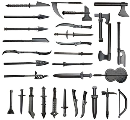 BlocteckToy Militär Waffen Set, Mittelalterliche Waffen-Bausteine Zubehör Für Erwachsene und Jugendliche geeignet, Kompatibel Aller großen Marken (30 Teile)