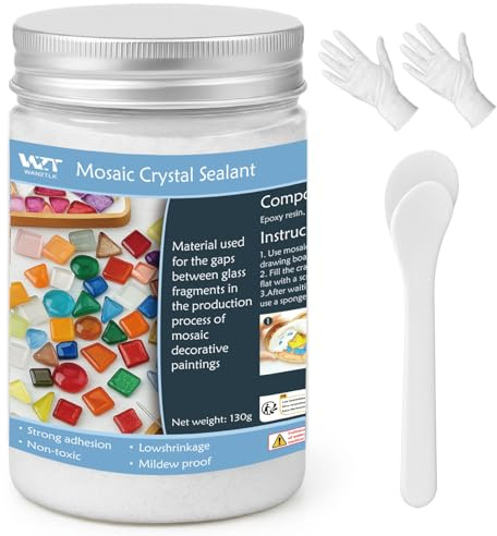 WAN2TLK White Mosaic Crystal Grout 130g, Mosaic Tile Accessories, No Water Needed, Fast-Drying, Essential for Handmade Grouting, Mosaic Crystal Sealant for All Tiles & Surfaces