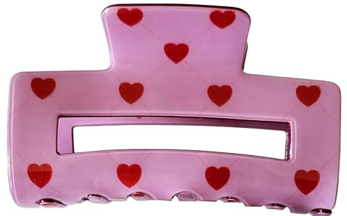 Haarklammer Damen Weiss mit Herz-Muster – Haarspange für dickes & feines Haar – eleganter Haarclip, stabil & rutschfest, perfekt für Alltag & Party (Rosa)