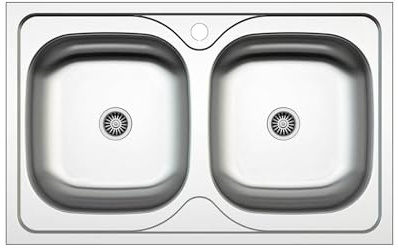Edesa Lavello Cucina Sopra Piano 2 Vasche Quadrate Veleta SE 80 cm 79x50 cmAcciaio Inox Profondità 18 cm Fondo Assorbente Accessori Inclusi Colore Grigio