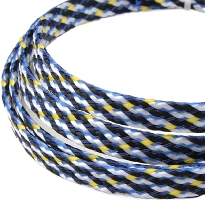 Kabelschlauch 1/5/20/50M Erweiterte Geflechthülle PP-Baumwollgarn 4 8 12mm Weichdrahtwicklung Isolierter Kabelschutz Leitungsbaum Kabelmantel(Black Yellow White,8mm,1 Meter)