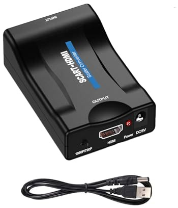 Adaptador de euroconector a HDMI 1080P Scart a HDMI para VHS/PS2 | Conversor de audio de vídeo HD 720p/1080p salida para HDTV, STB, VHS, Xbox, PS3, proyector, Blu-ray, monitor, DVD, Sky, Wii
