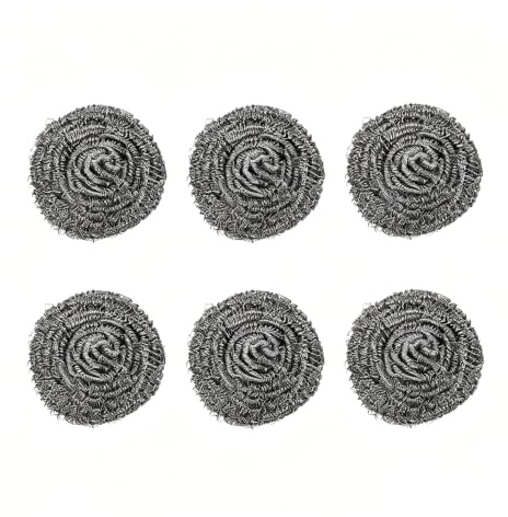 6-Piece Stainless Steel Scourer Balls, Reusable Scrubbers for Pots and Pans | Six flexible steel scourer balls clean suitable pots, pans and sinks, with a reusable design for home or restaurant kitchens