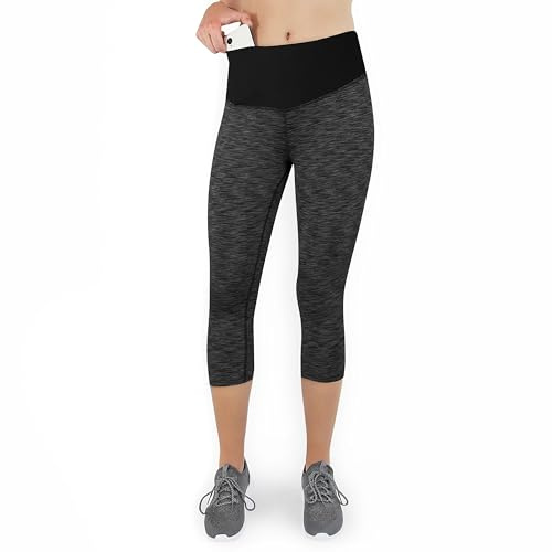 Formbelt Laufhose Damen kurz 3/4 mit Handytaschen, Sport Leggings Damen 3 4 mit hohem Bund Capri Jogginghose Tights Yoga Sporthose Running high Waist