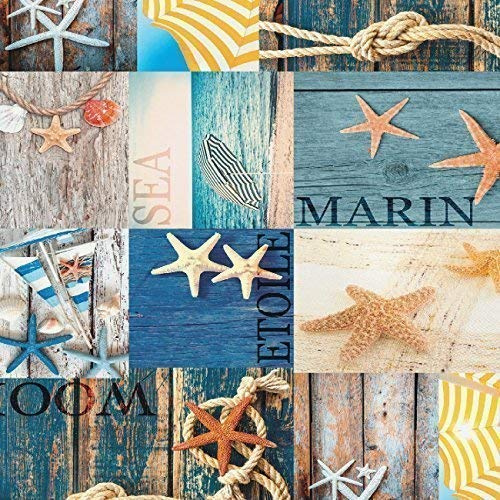 KEVKUS Wachstuch Tischdecke Meterware Maritim Sealife Seestern Marine C147330 Größe wählbar in eckig rund oval (140 x 200 cm eckig)
