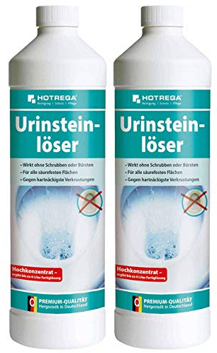 HOTREGA Urinsteinlöser Konzentrat 2x 1 Liter | Extra starker Urinsteinentferner & WC-Entkalker | Löst auch Seifenreste und Rost | Wirkt selbsttätig