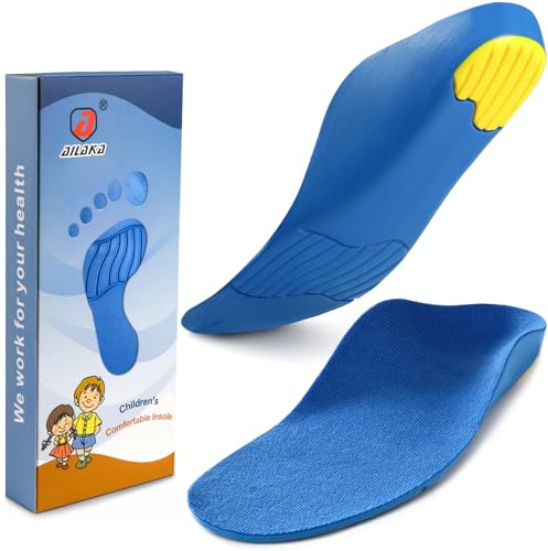 Ailaka enfants semelles orthopédiques soutien voûte plantaire, semelles de soutien de la voûte plantaire pour pieds plats, fasciite plantaire, soulagement des douleurs au talon