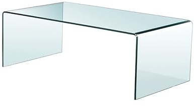 SMARTIK Glass Coffee Table, Modern Clear Coffee Tables for Living Room, Small Rectangle Tempered Glass Table Waterfall Sofa End Tables 39.3 x 19.6 x 13.78H