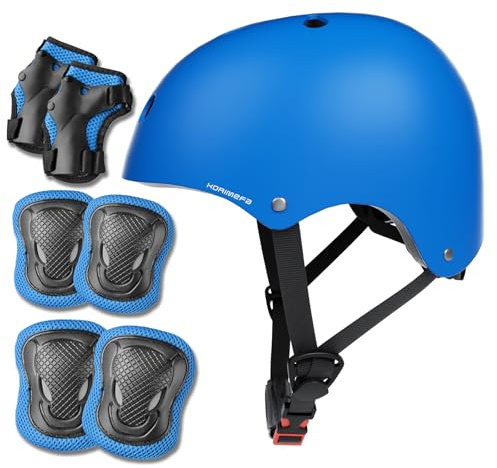KORIMEFA Kinder Fahrradhelm für 3-13 Jahre Jungen Mädchen, Skaterhelm mit Knie-, Handgelenk- und Ellbogenpolster-Set, Kinderhelm Helm für Fahrrad Roller Skateboard Laufrad Klettern