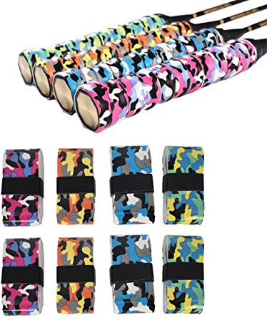 Grip per racchette da badminton, 12Pezzi Anti Scivolo Multicolore Grip Assorben Ricambio Manico Racchetta per Racchetta Badminton Beach Tennis Nastro