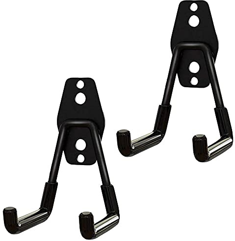 ANCLLO 2 Pack Black Garage Storage Utility Hooks Garage Garden Tool Organizer Steel Wall Mount Hooks Garden Small U Hooks-Medium