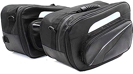 Krtopo 1 Pair Motorcycle Side Saddlebags PU Oxford Waterproof Rear Seat Saddle Bag Travel Tool Tail Luggage Helmet Bag Black