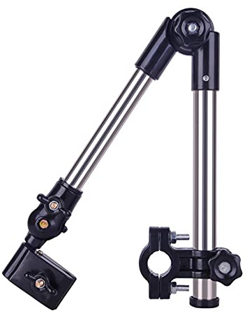 Verstellbarer Schirmhalter Universal Regenschirm Halterung Regenschirmständer Unterstützer 360°Drehbarer Regenschirm Universalklemme für Fahrrad Rollstuhl Kinderwagen Golf Trolley (Schwarz)