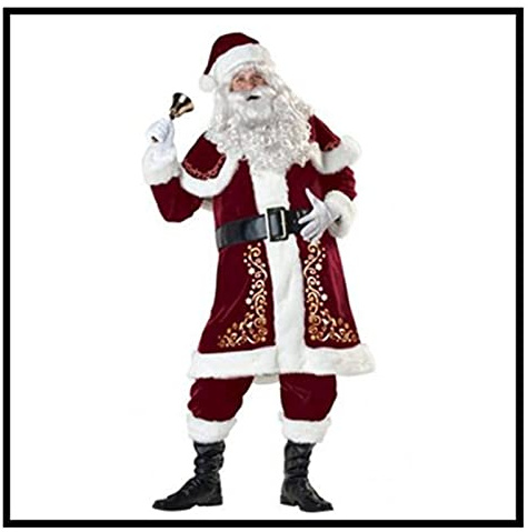 PJRYC M-6XL Weihnachtsweihnachtsmann-Kostüm Cosplay Weihnachtsmann-Kostüm-Abendkleid Weihnachten Herrenbekleidung 7 Stück/Batch-Erwachsen-Kostüm-Set (Color : Men, Größe : 6XL)