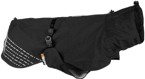 Non-Stop Dogwear Fjord Regenmantel, wasserdichte Hunderegenjacke für Mittelgroße Hunde, Verstellbar und Atmungsaktiv mit Reflektierenden Elementen, Leinenöffnungen und Beingurten, Schwarz, Größe 55