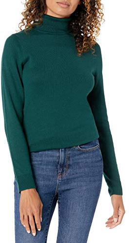 Amazon Essentials Women's Lätt långärmad tröja med polokrage klassisk passform (finns i plusstorlek), Skogsgrön, 4X