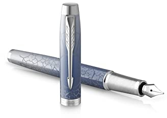 Parker IM Premium Polar, Füllfederhalter, Grauverlauf, feine Feder, blaue Tinte, Geschenkbox