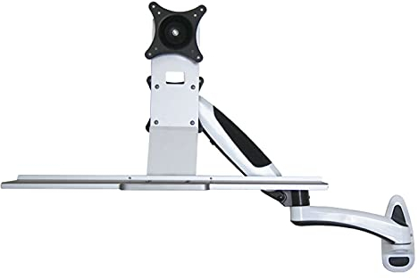 Monitor Halterung Wandmontierter Single Monitor Stand 15 -27 Monitorhalterungständer mit Tastaturablage Einstellbarer Monitorhalterung, VESA-Montage 75/100 mm, hält bis zu 17,6 £ Bildschirm Halterun