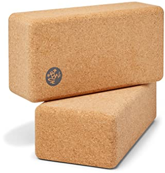 Manduka Cork Lean Yoga-Block, widerstandsfähiges, nachhaltiges Material, tragbar, bequem, griffig, Fitness, Yoga-Übungen und Pilates, 7,6 x 10,2 x 21,6 cm, 2 Stück