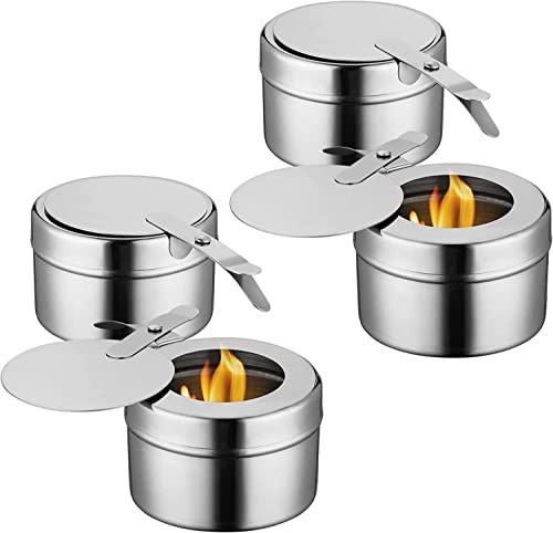 DOITOOL 4Pack Stainless Steel Fuel Holders, Chafing Fuel Holders with Cover, Fuel Holder for Chafing Dish, and Buffet, Barbecue, Party Supplies