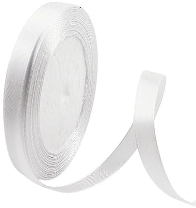 Satinband Weiß 10mm, 23 Meters Dekoration Präsent Geschenkband Breit Schleifenband, Stoffband für Kleid Hochzeit, Taufe und Geburtstag Geschenke,Satin Dekoband, Deko Band Geschenkverpackung