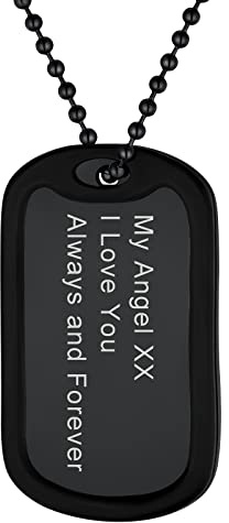 Supcare Vatertagsgeschenk Herren Personalisiert Dog Tags Halskette, Erkennungsmarke Hundekette Anhänger Gravur Name Text Edelstahl Militär Armee Kette Hund Necklace Modeschmuck für Frauen Jungen