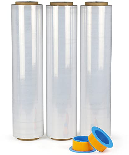 Stretchfolie Transparent Folie für möbel 250mx500mm Hand Stretchfolie 3 Rollen -Palettenfolie Handfolie Wickelfolie – Verpackungsmaterial -Umzugsfolie 3kg pro Roller,BOMEI PACK