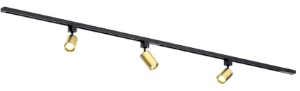Qub - Focus III - Iluminación de riel de 1 fase - GU10 – 200cm – Forma I - 3 focos - Sistema de carriles– Oro