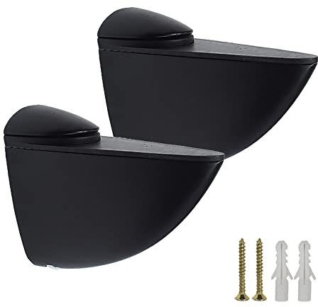 2 Stück Schwarz Glasbodenträger Verstellbare Glasregalhalterung Glasklemme Inklusive Expansionsrohr und Schrauben Wandregal für 3-20 mm Holz/Glasregale Küche Badezimmer Regalhalter, L