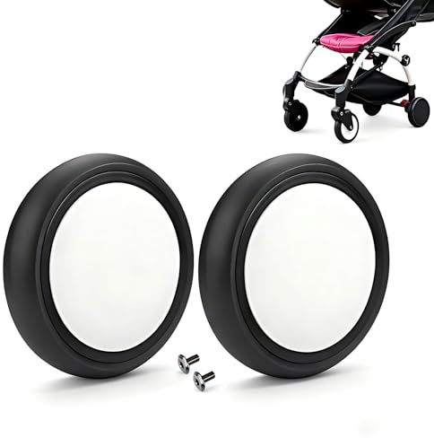 ANKROYU Ruote Posteriori del Passeggino, Accessori per Ruote in Gomma per Passeggino, Sostituibili Universali Accessori per Ruote Anteriori e Posteriori per Passeggino(1 Paio di Ruote Posteriori)