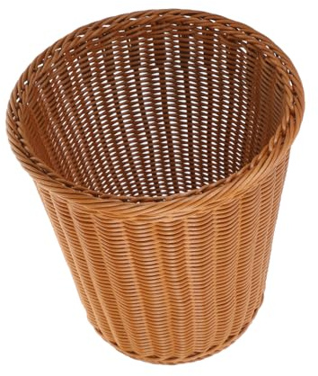 Cabilock 1 Stück Rattan-Mülleimer Pflanzgefäß Aus Holz Dekorative Blumentöpfe Dekorative Körbe Rattan-Mülleimer Büroabfalleimer Vintage-Papierkorb Algen Weide Jute