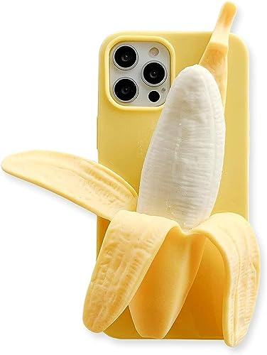 SGVAHY Sött mobilskal till iPhone 14, unikt Kawaii-motiv, roligt mobilskal med tecknad banan, av mjukt silikongummi, stöttåligt skyddsfodral till mobilen