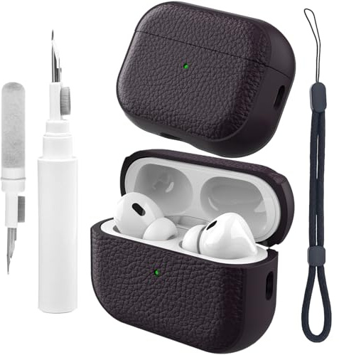 Teyomi Coque Compatible avec Airpods Pro 2 avec kit de Nettoyage, étui de Protection en TPU Compatible avec Airpods Pro 2ème génération avec dragonne, Conception de Texture (Violet)
