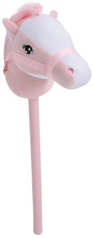 Hobby Horse Stick Toy 70cm Plüsch und PVC Cartoon Simulierter Plüsch Handgefertigtes Hobbypferd (Rosa)